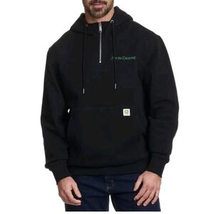 John Deere Men's Quarter Zip Pullover Hoodie  Sweatshirt Kangaroo Pocket Hooded